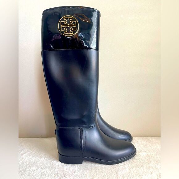 Tory Burch “Black” X Aigle Boots Sz 8B - Picture 1 of 5